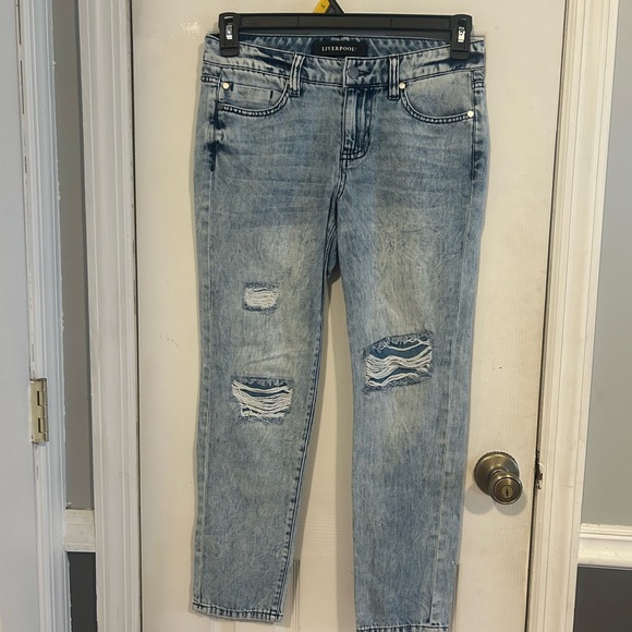 Liverpool Denim - Liverpool Light Blue Ripped Boyfriend Jeans